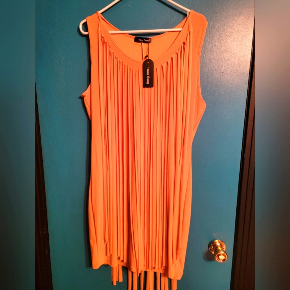 Mustard-Yellow Fringe Dress